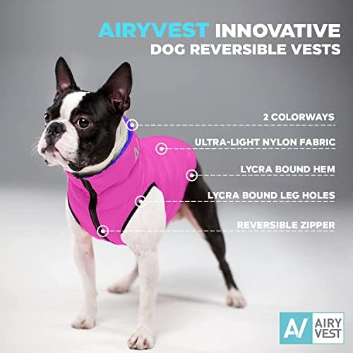Airyvest лесен реверзибилен палто за зимски кучиња - топла јакна за кучиња - отпорна на вода ветерница - изолирана јакна за кучиња за мали,