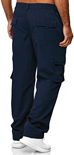 Машки карго панталони со џебови со џебови за пешачење памук, џемпери, обичен атлетски џогер спорт спорт на отворено панталони опуштено вклопување