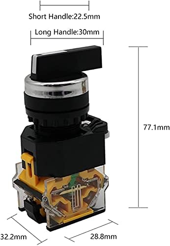 Makee 22mm селектор на копчето за ротирачки прекинувач за заклучување на моментот 2NO 1NO1NC 2 3 Позиција DPST 10A 400V прекинувач за напојување Вклучено/Исклучено