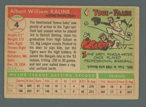 1955 Топпс 4 Ал Калин Детроит Тигерс Бејзбол картичка VG/EX LWBL - Плабни бејзбол картички