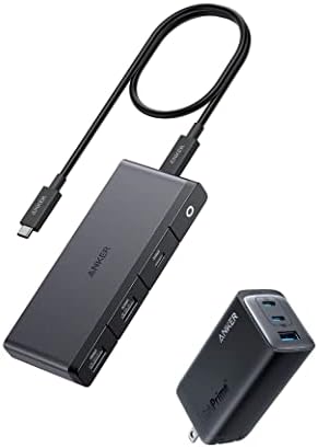 ANKER USB C Центар, 556 USB-C Центар со 1.6 ft USB4 Кабел, 10 Gbps USB-C И USB-Податочни Порти, 8K HDMI И DisplayPort &засилувач;