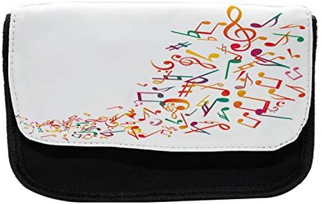 Ambesonne Music Note Mencil Case, проток на шарена, торба со молив со ткаенини со двоен патент, 8,5 x 5,5, повеќебојни