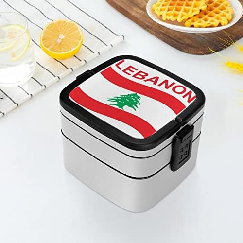 Знаме На Либан Двојно Наредени Бенто Ручек Кутија Еднократно Ручек Контејнер Со Прибор Во Собата За Јадење Надвор Работа Пикник