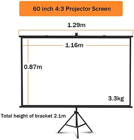 Екран за проектор на проекторот за статив за проекторот HD Anti Crease задебелена за канцелариски двор Црквата кампување 60 инчи 4: 3