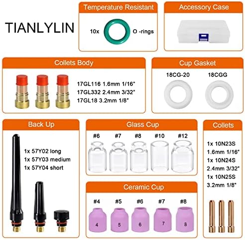 31 парчиња Тиг Заварување Стаби Гас Објектив Пирекс Стакло Чаша Комплет 456781012 ЗА ВП-17/18/26