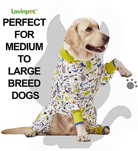 Lovinpet големи кучиња PJS, големи пижами на кучиња, анти -лижење на кошула за вознемиреност од миленичиња, хируршко закрепнување,
