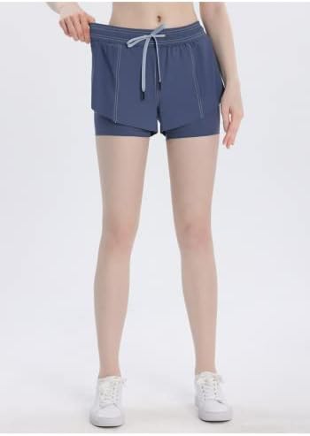 Axxnism ​​Drawcord јога панталони Средни еластични цврсти спортски панталони со џеб