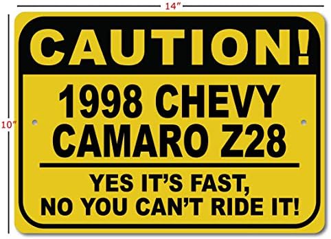 1998 98 ЧЕВИ КАМАРО З28 Внимание Брз Автомобил Знак, Метал Новина Знак, Човек Пештера Ѕид Декор, Гаража Знак-10х14 инчи