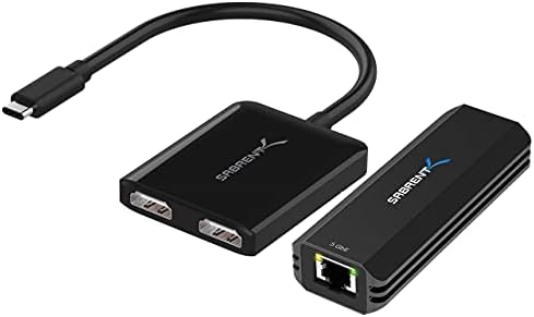 САБРЕНТ USB Тип-Ц Двоен HDMI Адаптер + USB Тип-А или Тип-Ц до 5-Гигабитен Етернет Адаптер