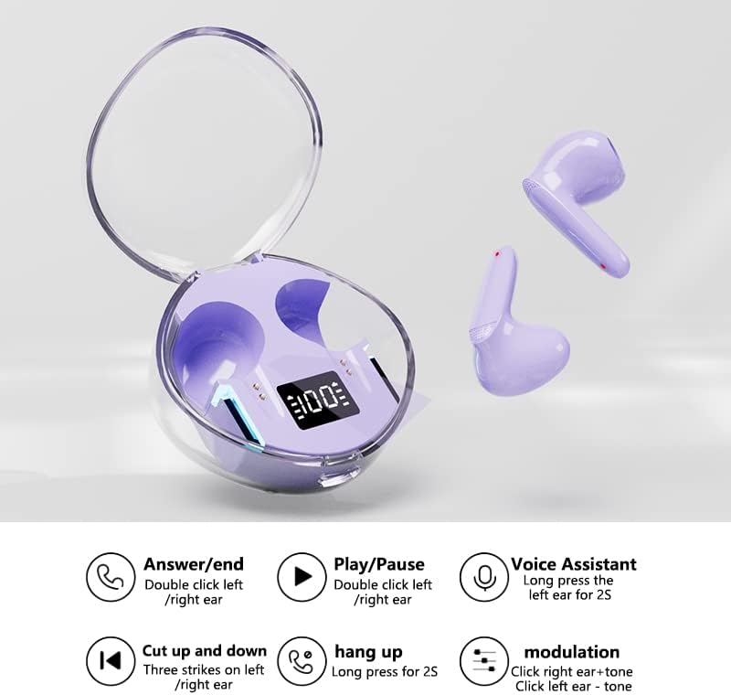 Безжични Слушалки,Bluetooth Слушалки V5. 3 Со Безжично Полнење случај &засилувач; LED Моќ Дисплеј Длабоко Бас Микрофон Стерео