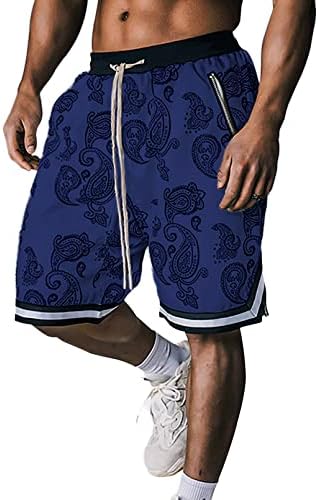 Бумломон машки панталони во Пајсли Атлетски тренингот Кошаркарски шорцеви Обични печати кои трчаат кратки панталони
