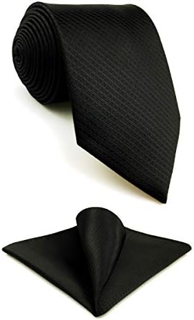 S&W Shlax & Wing Men врзани свадбени вратови и манжетни црна свила цврста дополнителна долга