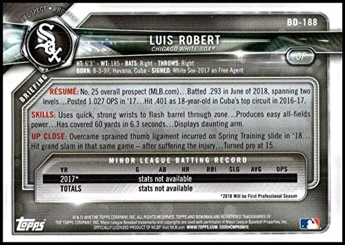 2018 Bowman Draft Baseball BD-188 Луис Роберт Чикаго Вајт Сокс Официјална трговска картичка MLB, произведена од компанијата Топс