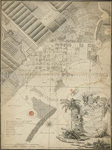 1768 мапа | Рано утврдување | Хаити | пристаништа | Лес Кајс | Лес Кајс Хаити | План де ла Вил
