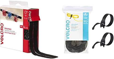 Бренд Velcro - 30 стапки за лепливи задници и прицврстувачи за јамка - Кора и стап за трајна леплива лента | 3/4 во широк |