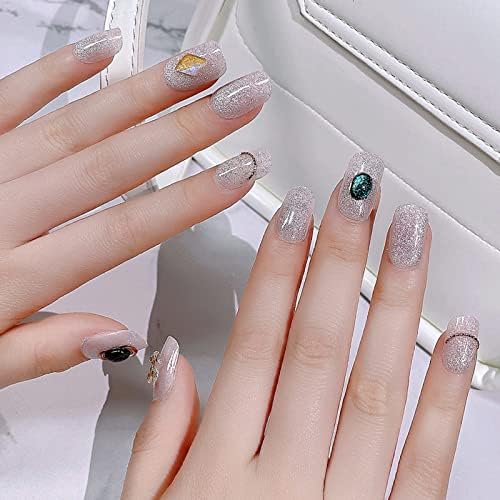 BLMIEDE NailArt Auroras Cat Eye Wearable High Grade Drilled Manicure Nail Piece Removable Halos Dyed Fake Nail Patch Finished Product Coffin