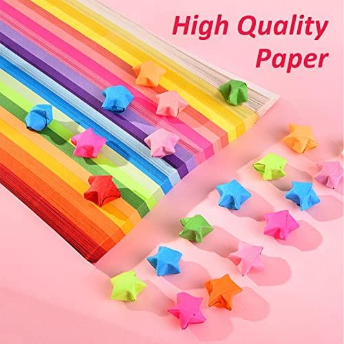 400 листови со хартија од оригами starвездени ленти симпатична, 8 живописни бои среќни starвездени хартија, ленти за хартија за преклопување,