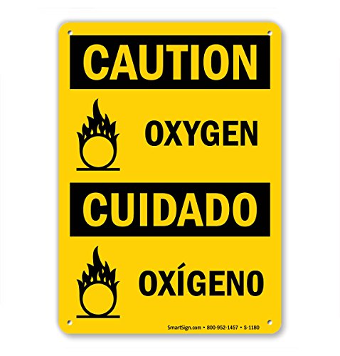 SmartSign „Внимание - кислород“ двојазичен знак | 7 x 10 пластика