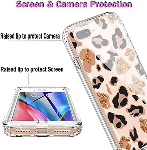 Јијаја За Iphone 7 плус 8 Плус Случај Со Вграден Заштитник На Екранот, Јасна Цветна Шема За Девојки Жени, Футрола Отпорна На Удари