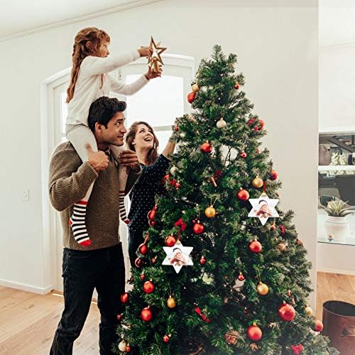 Keseoo 6pcs Божиќна фотографија украс во облик на елка во форма на елката, рамка за рамка за пополнување Божиќ топка со фото