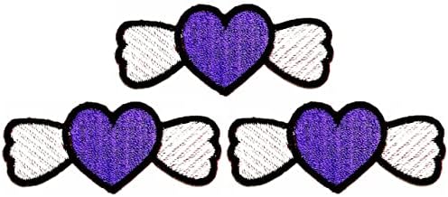 Кленплус 3 парчиња. Летечкиот Пурпурна Срце Закрпи Налепница Уметност Цртан Филм Печ Знак Симбол Костим Маица Јакни Фармерки Капи