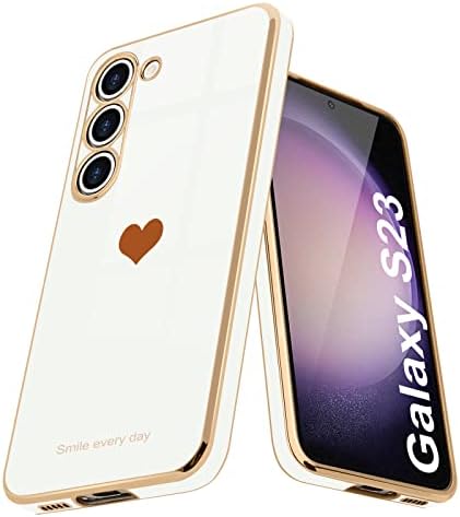 Teageo За Samsung Galaxy S23 Случај За Жени Девојка Симпатична Љубов-Срце Луксузни Bling Мека Задниот Капак Покрена Целосна Заштита