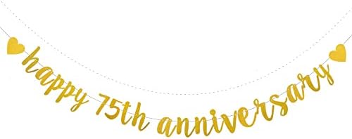 Ксијаолули Златен Сјај Среќен Банер на 75-годишнината, Однапред Нанижан, Декорации За Забави на 75-годишнината Од Бракот, Среќна 75