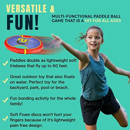 Забавна лопатка за лопатка и игра со топка и игра со топка - Лесна за употреба за деца на сите возрасти - исто така работи како Фризби -