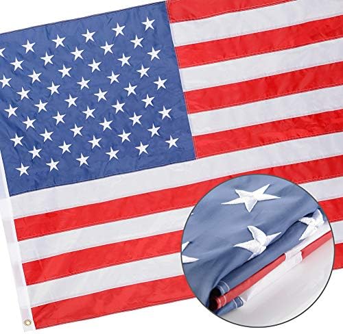 Јафеко САД 50 starвезди со зашиено бродско знаме, 16 x 24 инчи јахти брод, соучно американско знаме целосно со зашиени ленти, извезени