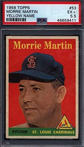 1958 Топпс 53 Мори Мартин жолто име Летерс кардинали ПСА 5.5 * 709057 - Плабни бејзбол картички