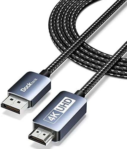 Dockteck USB C Hub & DisplayPort на HDMI кабел, USB-C мултипорт адаптер 5-во-1 | 8 FT DP до HDMI кабел, кабел за монитор на порта за прикажување