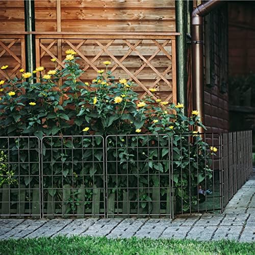 Декоративна градина за градина Skcoipsra 10 пакет, 24in x 10ft животинска бариера ограда, 'рѓосана метална ограда за двор, кучиња