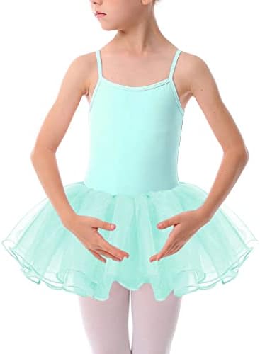 Kidsmian мали девојчиња Crisscross Back Straps Ballet Leotards Gymnarsh Dance Tutu фустан со органско здолниште