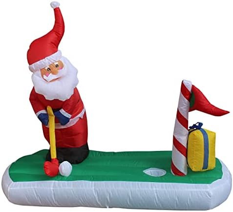 Два божиќни украси за украси, вклучуваат 5 стапки со надувување на Дедо Мраз игра голф, и анимиран анимиран надувување на надувување