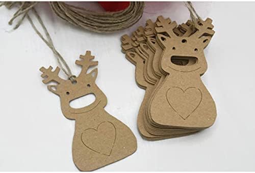 Aboofan 2 парчиња пакет 100 парчиња присутни DIY јаже m етикети Детска ознака Kraft Tag Deer Божиќна шема со празник празно