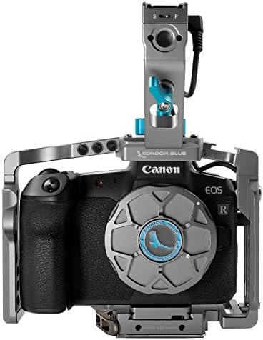 Kondor Blue R5/R6/R целосен кафез со горната рачка компатибилна со Канонската камера | Систем за брзо ослободување на ARCA | 70+ 1/4 и 3/8 точки