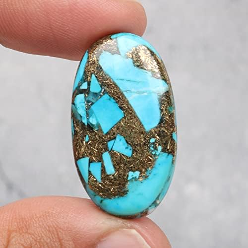 Реални геми 25.1 КТ. Лабава природна бакарна тиркизна брилијантен овален скапоцен камен, за накит што прави енергија, завиткување на жица, уметност-занаетчии