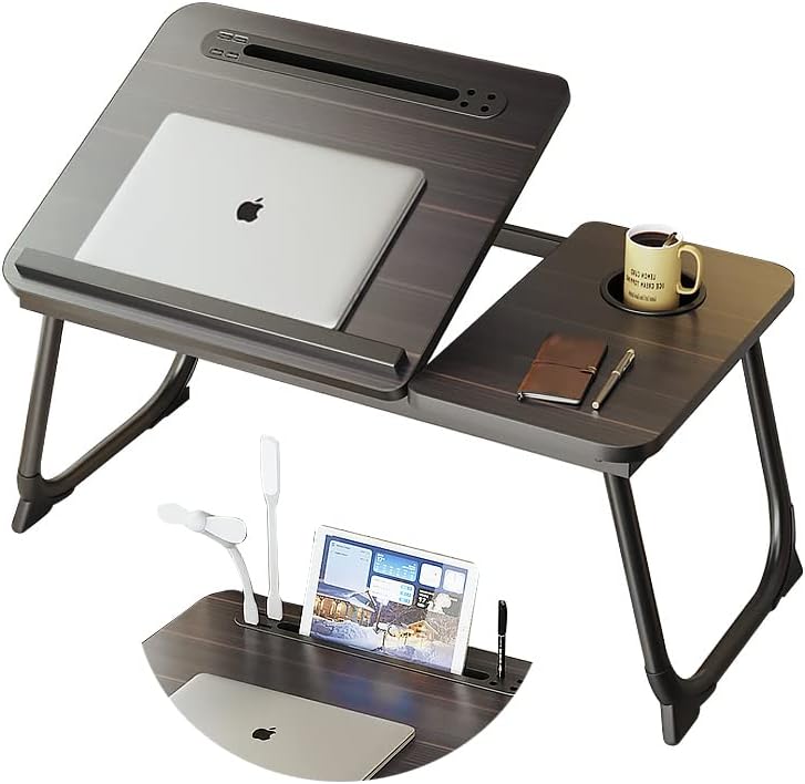 Биро за скут - се вклопува до 17 инчи лаптоп биро за кревет и софа, преносни ленти за кревет за јадење за пишување на држач за читање на