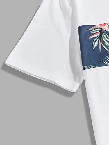 Облека за две парчиња Fioxa за мажи слоган и тропски печатени врвови и шорцеви поставени