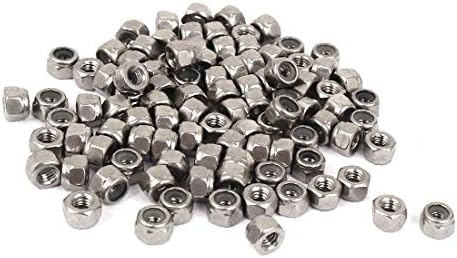 X-Gree M4 316 Не'рѓосувачки челик Nylock Nylock Nylon Insert Hex Lock Nuts 100pcs (M4 316 Tuercas de Bloqueo Hexagonales de Inserción