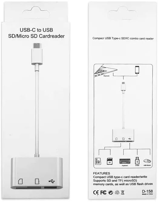 Diamodillo USB C Sd Адаптер За Читање Картички, Cree8tive Sys Тип C Micro SD Tf Адаптер За Читање Картички, 3 во 1 USB C До Usb Камера Адаптер
