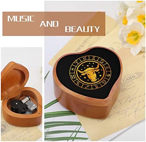 Бик соstвездие часовничка музичка кутија гроздобер дрвена форма во форма на срцеви кутии играчки подароци украси
