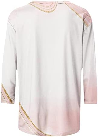 Маица со блуза за дама лето есен 3/4 ракав 2023 облека екипаж на вратот памук графички случајна капри ме u4 u4