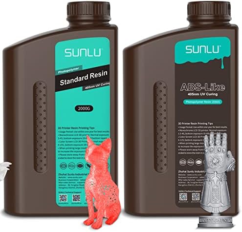 Стандардна смола на печатачот Sunlu 3D 2kg Clear Red & Sunlu 3D Printer ABS ABS 2KG Grey, 405NM UV Cuying Resin за 4K/8K LCD/DLP/SLA смола 3Д