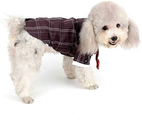 Smalllee_lucky_store кучиња смокинг -костум карирана вратоврска костуми облеки за кошула, виолетова