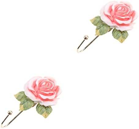 ТОЈАНДОНА 2 парчиња Смола Куки За Цвеќе Од Роза Крпи За Облека Монтирани На Ѕид Закачалка За Клучеви За Капа За Закачување Капут