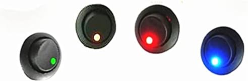 Switch Switch Agounod Rocker 4PCS12V/220V 3-пински 4-боја CAT Eye Mini Switch со LED светло за вклучување на светло за прекинување на светлината/автомобилот/дома/индустриска
