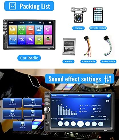 Автомобилско радио двоен DIN Car Stereo 7 инчен екран на допир со Bluetooth огледало USB FM радио аудио приемник на главата со далечински
