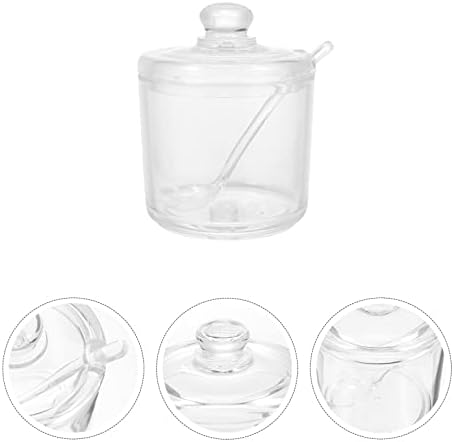 Jardwe Candy Box Condiment Pot Транспарентен сад за шеќер зачинување тенџере со лажица пиперка сол за складирање на сол за контејнери