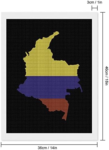 Знаме мапа на Колумбија Дијамант Сликарство комплет уметност Слики DIY целосна вежба Домашни додатоци Возрасни подароци за домашен wallиден декор